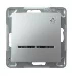 IMPRESJA Łącznik zwierny "światło" z podświetleniem niebieskim - kolor srebro