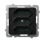 SONATA Gniazdo potrójne EURO z przesłonami torów prądowych - kolor czarny matowy