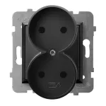 ARIA Gniazdo podwójne moduł bez ramki - kolor czarny matowy