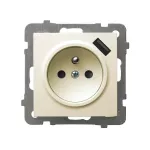 AS Gniazdo pojedyncze z uziemieniem z przesłonami torów prądowych, z ładowarką USB - kolor ecru