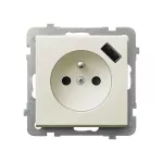 SONATA Gniazdo pojedyncze z uziemieniem z przesłonami torów prądowych, z ładowarką USB - kolor ecru