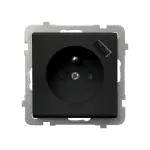 SONATA Gniazdo pojedyncze z uziemieniem z przesłonami torów prądowych, z ładowarką USB - kolor czarny matowy