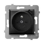 ARIA Gniazdo pojedyncze z uziemieniem z przesłonami torów prądowych, z ładowarką USB - kolor czarny matowy