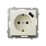 SONATA Gniazdo pojedyncze z uziemieniem schuko z przesłonami torów prądowych, z ładowarką USB - kolor ecru