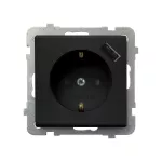 SONATA Gniazdo pojedyncze z uziemieniem schuko z przesłonami torów prądowych, z ładowarką USB - kolor czarny matowy