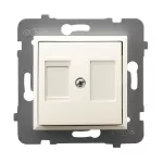 ARIA Obudowa gniazda pojedynczego z przesłoną typu Keystone prosta - kolor ecru