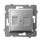 ARIA Obudowa gniazda podwójnego z przesłoną typu Keystone prosta - kolor srebro