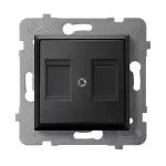 ARIA Obudowa gniazda podwójnego z przesłoną typu Keystone prosta - kolor czarny matowy