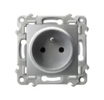 SZAFIR Gniazdo pojedyncze z uziemieniem - kolor srebro