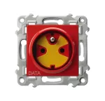 SZAFIR Gniazdo pojedyncze z uziemieniem DATA z kluczem uprawniającym - kolor biały