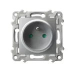 SZAFIR Gniazdo pojedyncze z uziemieniem z przesłonami torów prądowych - kolor srebro
