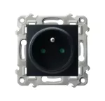 SZAFIR Gniazdo pojedyncze z uziemieniem z przesłonami torów prądowych - kolor czarny matowy