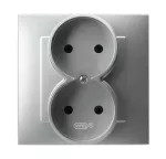 SZAFIR Gniazdo podwójne kompletne z ramką - kolor srebro