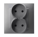 SZAFIR Gniazdo podwójne kompletne z ramką - kolor szary mat