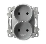 SZAFIR Gniazdo podwójne moduł bez ramki - kolor srebro