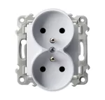 SZAFIR Gniazdo podwójne z uziemieniem moduł bez ramki - kolor biały