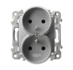 SZAFIR Gniazdo podwójne z uziemieniem moduł bez ramki - kolor srebro
