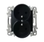 SZAFIR Gniazdo podwójne z uziemieniem moduł bez ramki - kolor czarny matowy