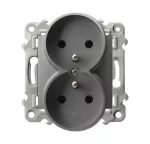 SZAFIR Gniazdo podwójne z uziemieniem moduł bez ramki - kolor szary mat