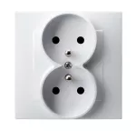 SZAFIR Gniazdo podwójne z uziemieniem kompletne z ramką - kolor biały