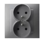 SZAFIR Gniazdo podwójne z uziemieniem kompletne z ramką - kolor szary mat
