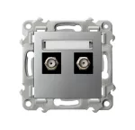 SZAFIR Gniazdo antenowe typu F podwójne - kolor srebro