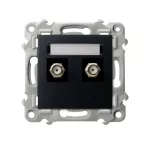 SZAFIR Gniazdo antenowe typu F podwójne - kolor czarny matowy