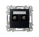 SZAFIR Gniazdo ekwipotencjalne podwójne - kolor czarny matowy