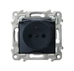 SZAFIR Gniazdo bryzgoszczelne z uziemieniem IP-44 wieczko przezroczyste - kolor srebro