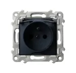 SZAFIR Gniazdo bryzgoszczelne z uziemieniem IP-44 wieczko przezroczyste - kolor szary mat