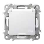 SZAFIR Gniazdo bryzgoszczelne z uziemieniem IP-44 z przesłonami torów prądowych wieczko w kolorze wyrobu - kolor biały