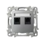 SZAFIR Gniazdo telefoniczne podwójne niezależne - kolor srebro