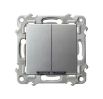 SZAFIR Łącznik podwójny zwierny z podświetleniem niebieskim - kolor srebro