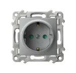 SZAFIR Gniazdo pojedyncze z uziemieniem schuko z przesłonami torów prądowych - kolor srebro