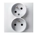 SZAFIR Gniazdo podwójne z uziemieniem z funkcją niezamienności faz, kompletne z ramką) - kolor biały