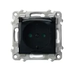 SZAFIR Gniazdo bryzgoszczelne z uziemieniem schuko IP-44 wieczko przezroczyste z przesłonami torów prądowych - kolor czarny matowy