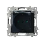 SZAFIR Gniazdo bryzgoszczelne z uziemieniem schuko IP-44 wieczko przezroczyste z przesłonami torów prądowych - kolor szary mat