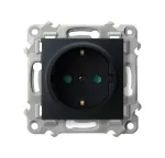 SZAFIR Gniazdo pojedyncze z uziemieniem schuko z przesłonami torów prądowych - kolor czarny matowy