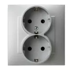 SZAFIR Gniazdo podwójne z uziemieniem schuko - kolor srebro