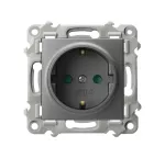 SZAFIR Gniazdo pojedyncze z uziemieniem schuko z przesłonami torów prądowych - kolor szary mat