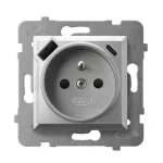 ARIA Gniazdo pojedyncze z uziemieniem z przesłonami torów prądowych, z ładowarką USB A+C - kolor srebro