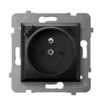 ARIA Gniazdo pojedyncze z uziemieniem z przesłonami torów prądowych, z ładowarką USB A+C - kolor czarny matowy