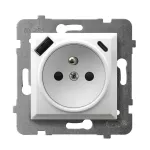 ARIA Gniazdo pojedyncze z uziemieniem z przesłonami torów prądowych, z ładowarką USB A+C - kolor biały