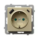SONATA Gniazdo pojedyncze z uziemieniem schuko z przesłonami torów prądowych, z ładowarką USB A+C - kolor szampański złoty