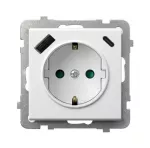 SONATA Gniazdo pojedyncze z uziemieniem schuko z przesłonami torów prądowych, z ładowarką USB A+C - kolor biały