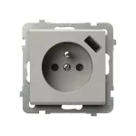 SONATA Gniazdo pojedyncze z uziemieniem z przesłonami torów prądowych, z ładowarką USB - kolor kaszmir