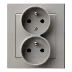 SONATA Gniazdo podwójne z uziemieniem z funkcją niezamienności faz, kompletne z ramką - kolor kaszmir