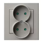 SONATA Gniazdo podwójne z przesłonami torów prądowych, kompletne z ramką - kolor kaszmir