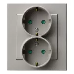 SONATA Gniazdo podwójne z uziemieniem schuko z przesłonami torów prądowych, kompletne z ramką - kolor kaszmir