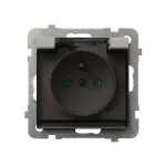 SONATA Gniazdo bryzgoszczelne z uziemieniem IP-44 z przesłonami torów prądowych wieczko przezroczyste - kolor kaszmir